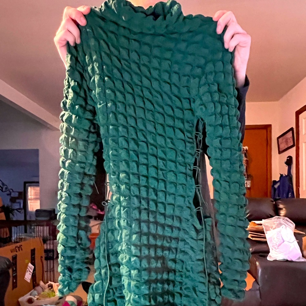 Green Long Sleeve Side Laced Dress